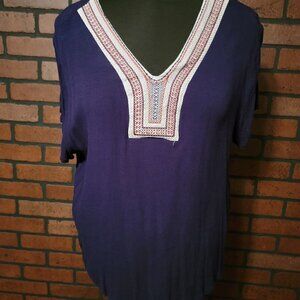 Boho Jane Embroidered peasant top with short sleeves size Large